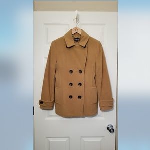 Lands' End Caramel Double Breasted Peacoat